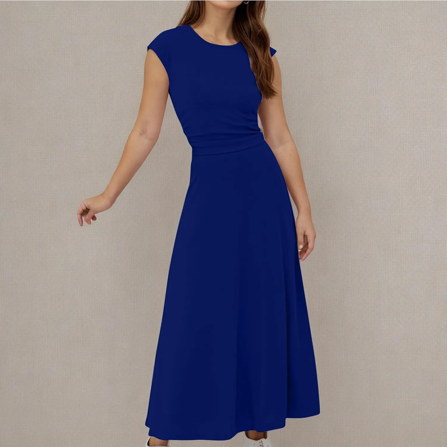 Skirt Sets Women 2 Piece Outfits Casual Ribbed Knit Crewneck Cap Sleeve Crop Top High Waisted Swing Maxi Skirts