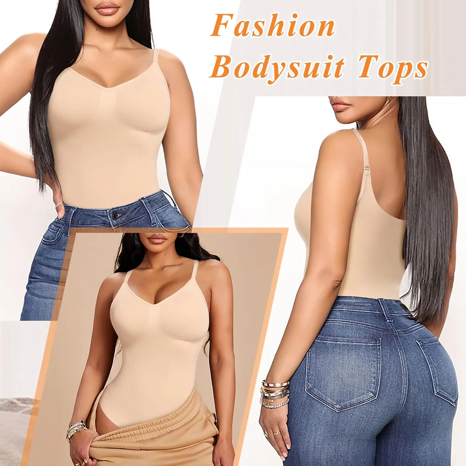 Slimming Shapewear Bodysuit for Women Tummy Control Sculpting Body Shaper Thong Bodysuit Shaping Tank Tops