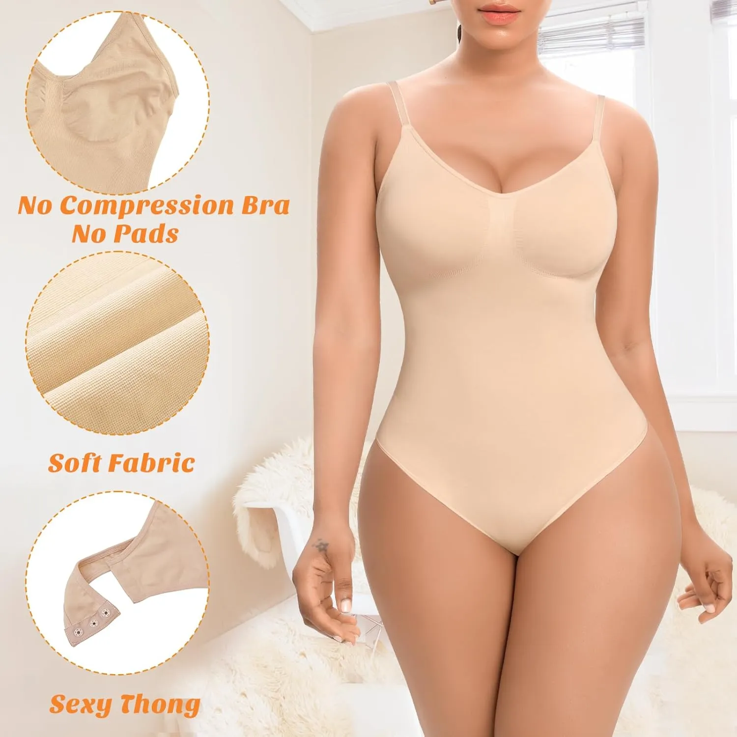 Slimming Shapewear Bodysuit for Women Tummy Control Sculpting Body Shaper Thong Bodysuit Shaping Tank Tops