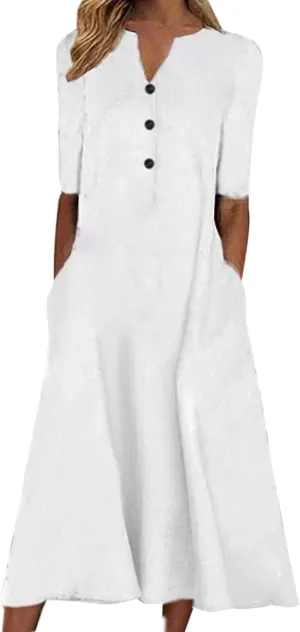 SMIDOW Summer Maxi Dresses for Women 2023 Casual Beach Tshirt Long Dress Printed Short Sleeve v Neck Flowy Sundress