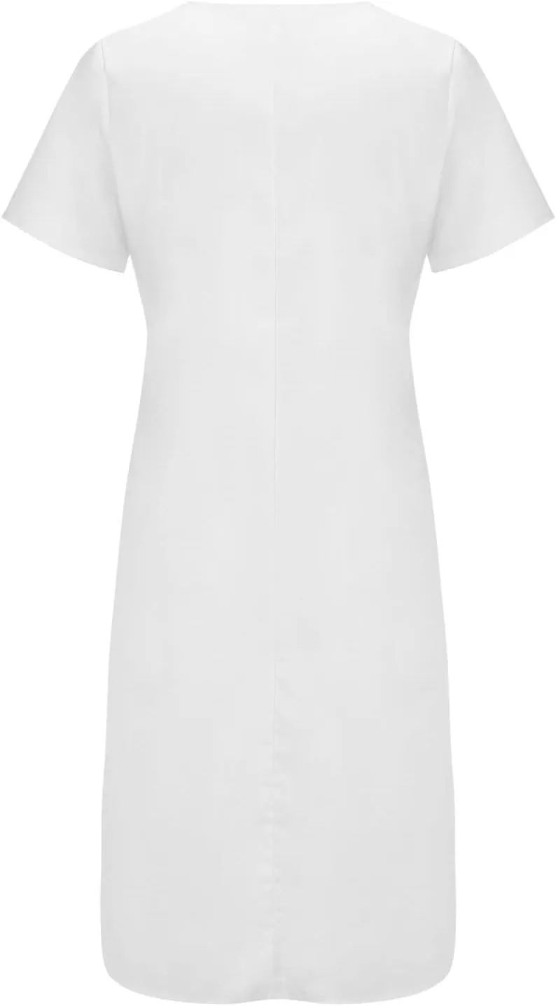SMIDOW Summer Maxi Dresses for Women 2023 Casual Beach Tshirt Long Dress Printed Short Sleeve v Neck Flowy Sundress