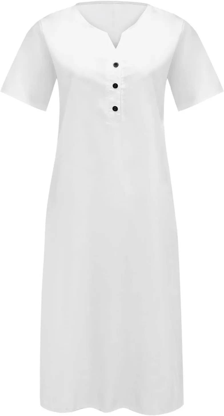 SMIDOW Summer Maxi Dresses for Women 2023 Casual Beach Tshirt Long Dress Printed Short Sleeve v Neck Flowy Sundress