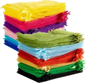 Sukh 120PCS Organza Bags 4''x6'' - Muticolor Small Sachet Jewelry Gift Favor Bags Drawstring Mesh Bags Gifts Valentines Wedding Eid Mubarak Halloween Eve Christmas New Year Party Candy Fruit Wrap Bulk