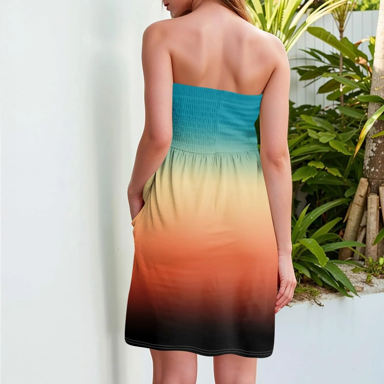 Summer Dresses for Women 2025 Smocked Tube Dress Sexy Off Shoulder Sleeveless Strapless Sundresses Beach Cover Ups