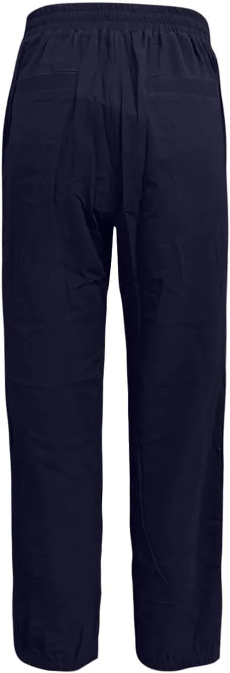 Summer Linen Pants for Women Drawstring Elastic High Waisted Casual Pants Loose Fit Beach Lounge Trousers with Pocket
