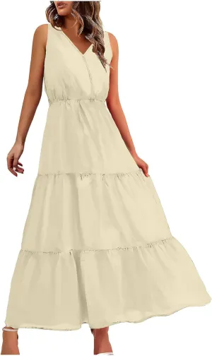 Summer Maxi Dresses for Women 2024 Casual Sundresses Long Floral Dress Sexy Sleeveless Boho Dress Flowy Dress, Small