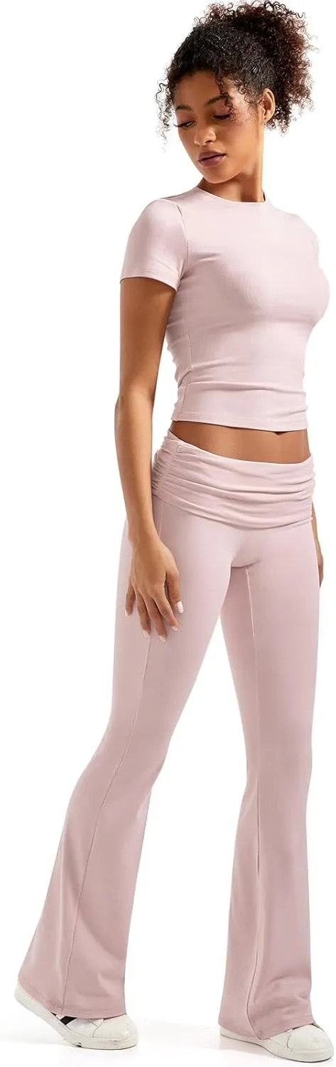 SUUKSESS Women 2 Piece Lounge Sets Going Out Y2K Foldover Pants Matching Pajamas