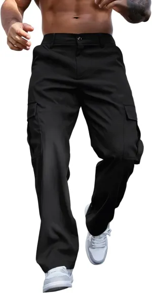 Tactical Cargo Pants for Men Lightweight Workout Pants with Multi-Pocket Active Baggy Trousers