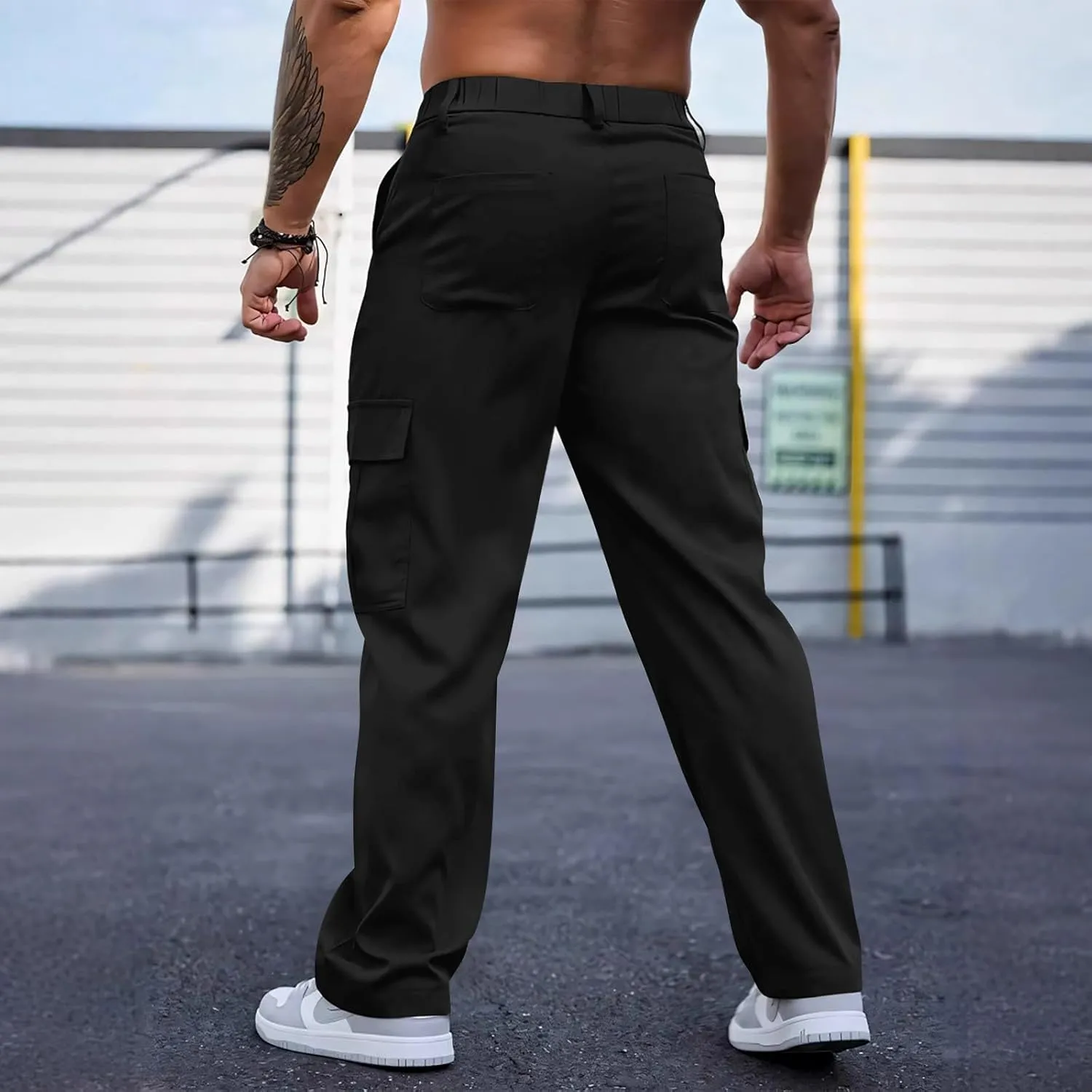 Tactical Cargo Pants for Men Lightweight Workout Pants with Multi-Pocket Active Baggy Trousers