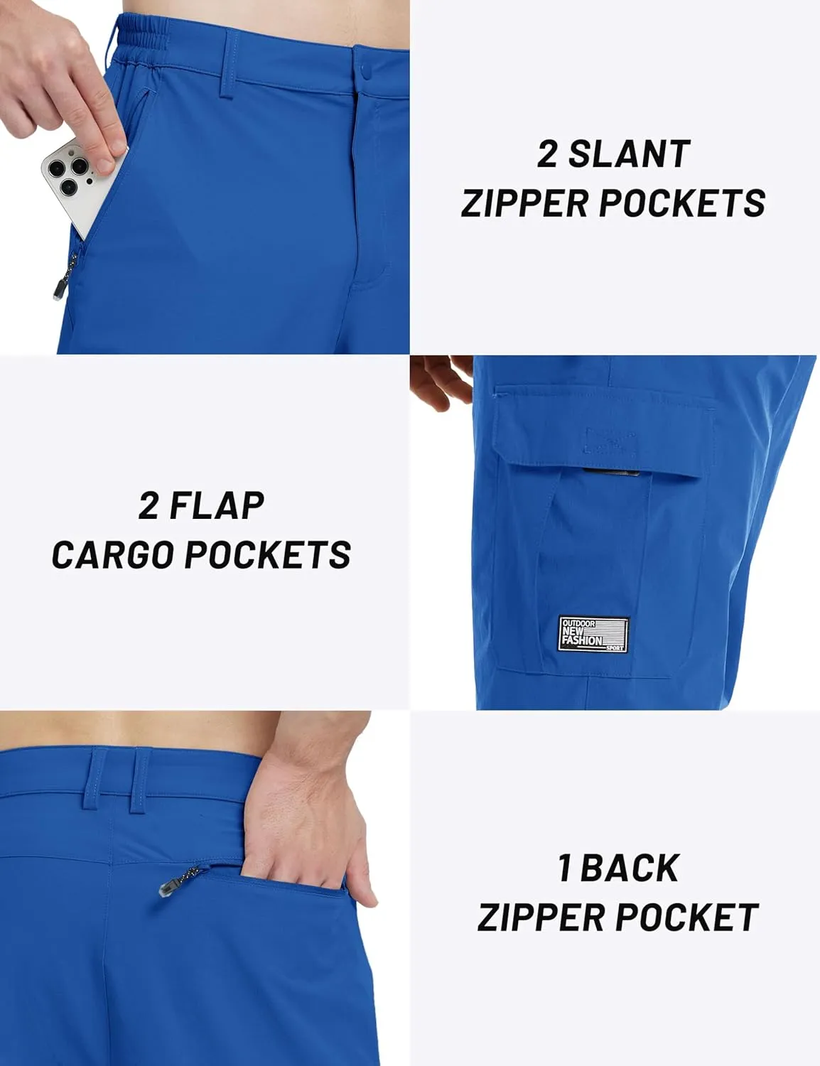 TACVASEN Men's Capri Pants Cargo Long Shorts Quick Dry Lightweight 3/4 Pants Below Knee Summer Hiking Work