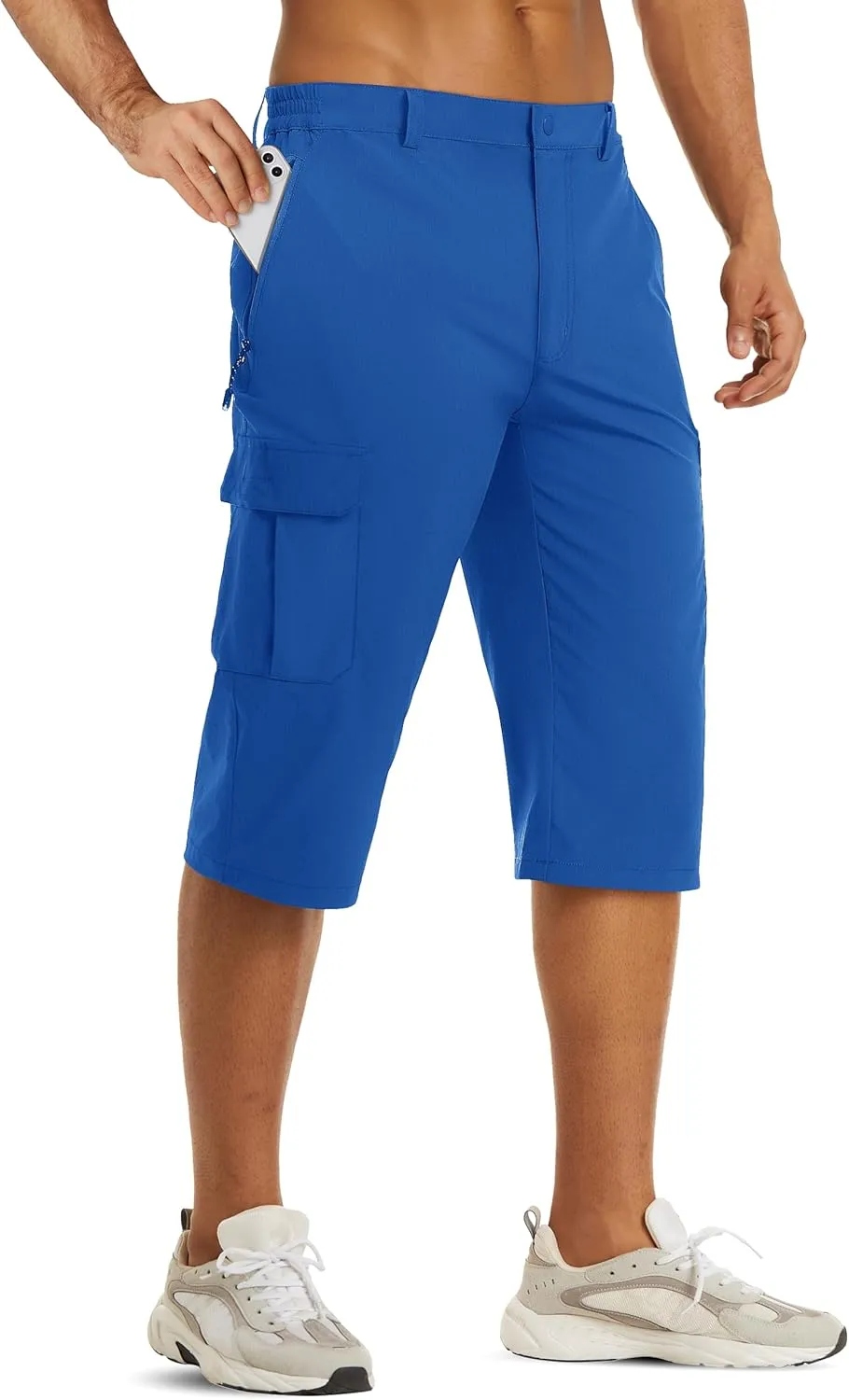 TACVASEN Men's Capri Pants Cargo Long Shorts Quick Dry Lightweight 3/4 Pants Below Knee Summer Hiking Work