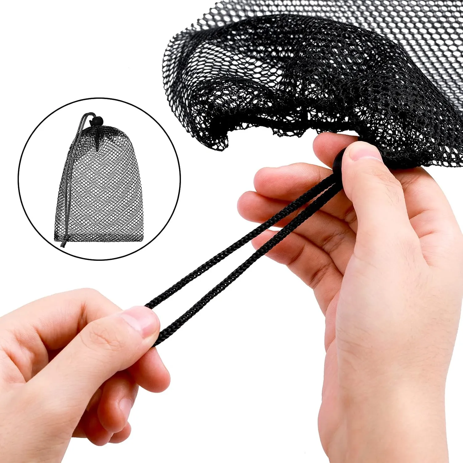 TecUnite 10 Pcs Mesh Bags Drawstring Laundry Bags Large Nylon Mesh Bags Gift Bag Dishwasher Bag with Sliding Drawstring for Kitchen Jewelry Gifts Wedding Favor Home(11.8 x 7.5 Inch,Black)