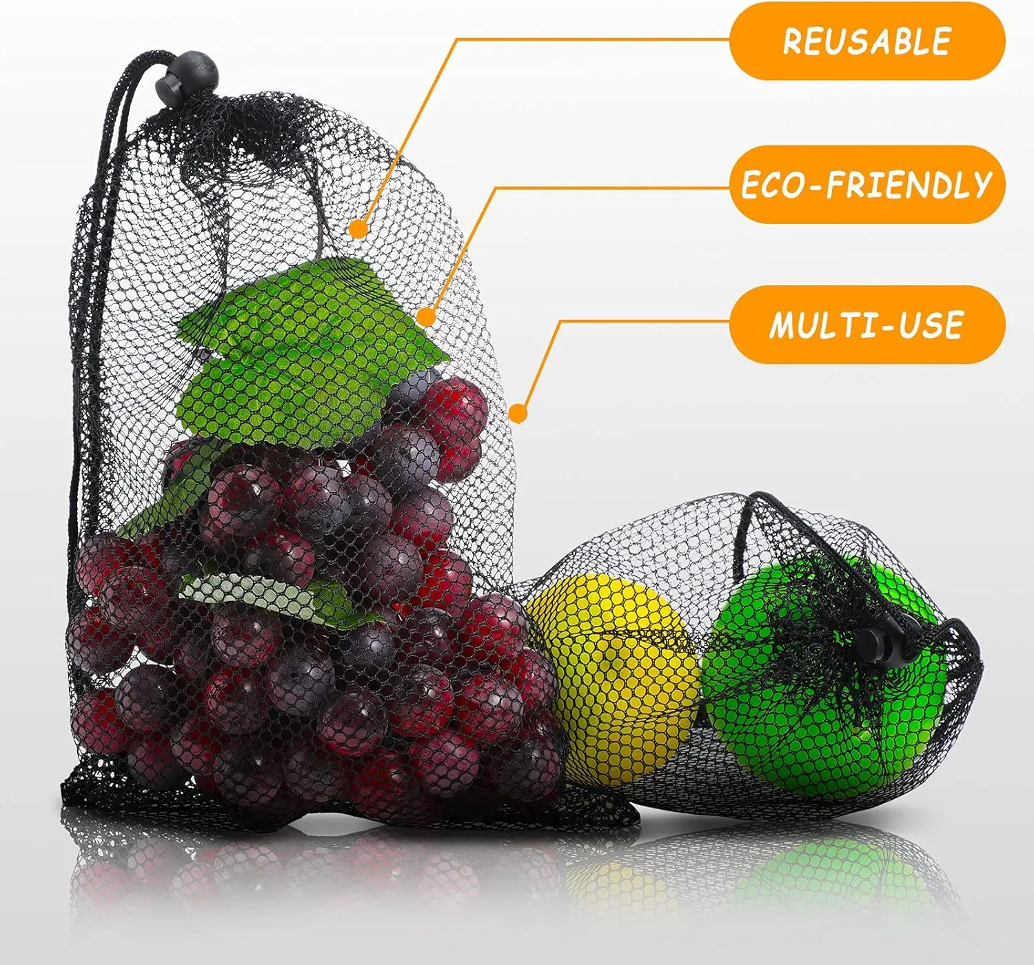 TecUnite 10 Pcs Mesh Bags Drawstring Laundry Bags Large Nylon Mesh Bags Gift Bag Dishwasher Bag with Sliding Drawstring for Kitchen Jewelry Gifts Wedding Favor Home(11.8 x 7.5 Inch,Black)