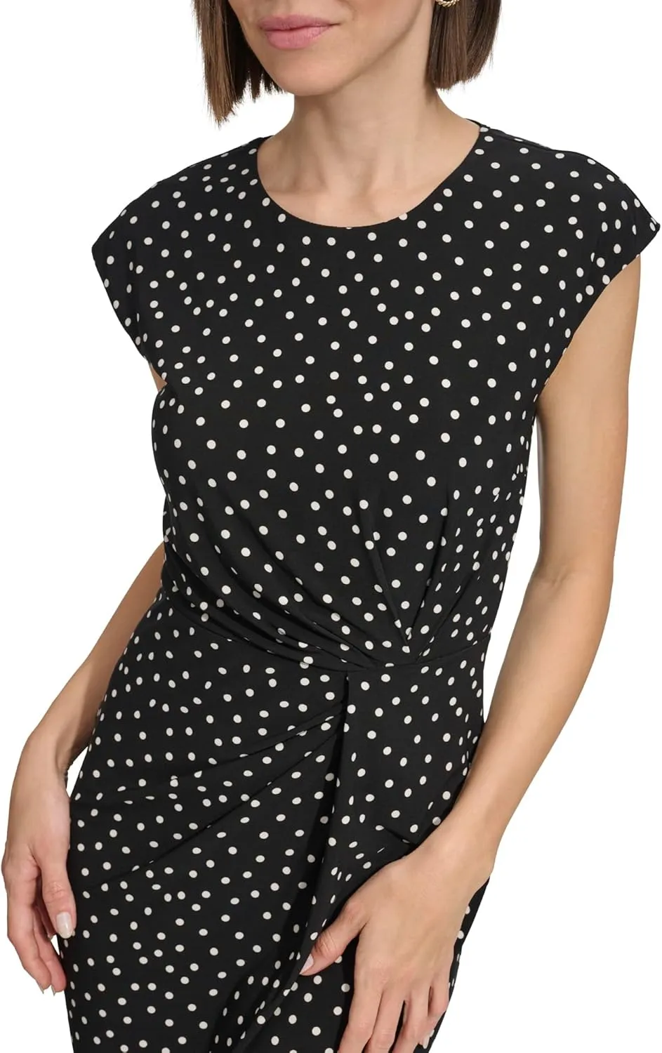 Tommy Hilfiger Women's Cap Sleeve High Neck Twist Front Mini Dress