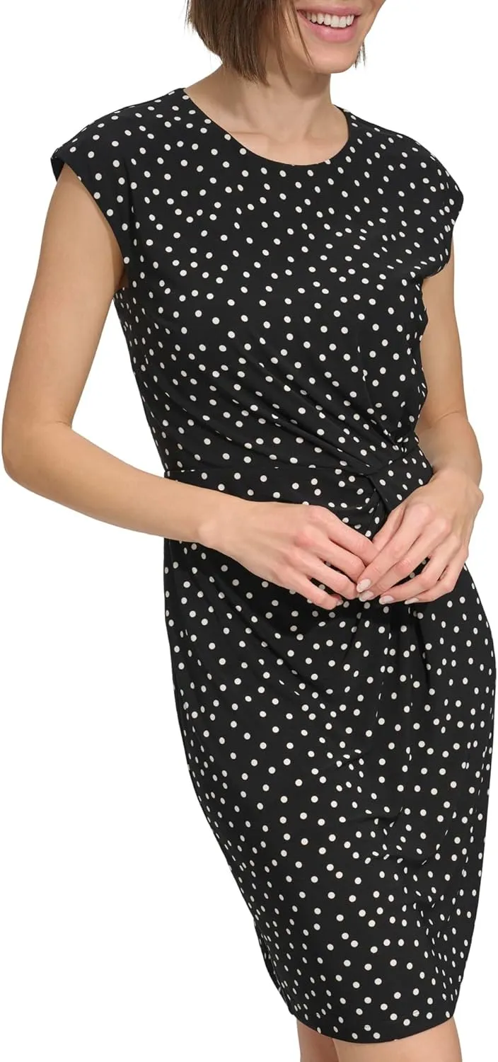 Tommy Hilfiger Women's Cap Sleeve High Neck Twist Front Mini Dress