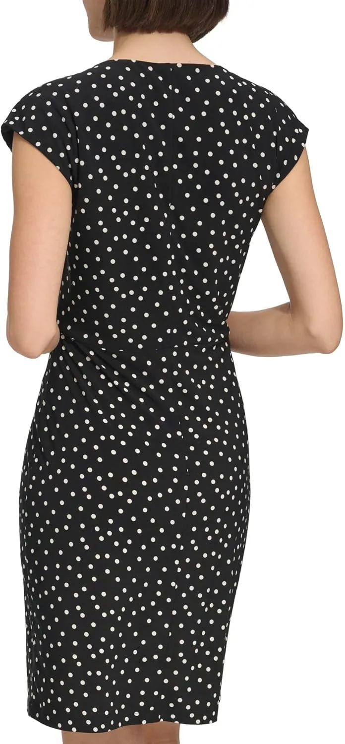 Tommy Hilfiger Women's Cap Sleeve High Neck Twist Front Mini Dress