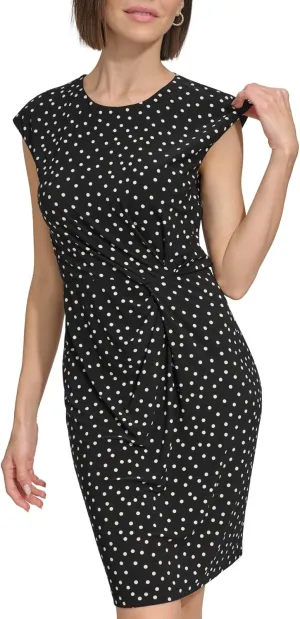 Tommy Hilfiger Women's Cap Sleeve High Neck Twist Front Mini Dress