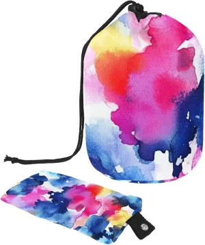 Travel Cosmetic Bags bucket Makeup Bag, Art Abstract Watercolor 66 Women Portable Foldable Cases, Multifunctional Toiletry Bucket Bags Round Organizer Storage