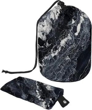 Travel Cosmetic Bags bucket Makeup Bag, Black Marble Texture 22 Women Portable Foldable Cases, Multifunctional Toiletry Bucket Bags Round Organizer Storage