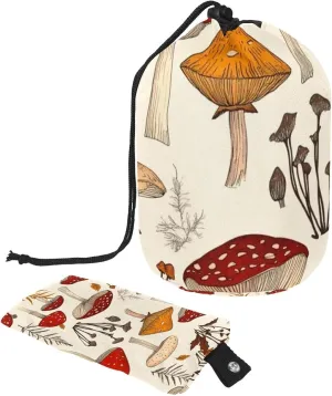 Travel Cosmetic Bags bucket Makeup Bag, Colorful Vintage Mushroom 38 Women Portable Foldable Cases, Multifunctional Toiletry Bucket Bags Round Organizer Storage