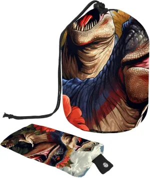 Travel Cosmetic Bags bucket Makeup Bag, Fun Animal Art Dinosaur Women Portable Foldable Cases, Multifunctional Toiletry Bucket Bags Round Organizer Storage