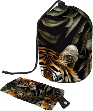 Travel Cosmetic Bags bucket Makeup Bag, Jungle Wild Tiger 14 Women Portable Foldable Cases, Multifunctional Toiletry Bucket Bags Round Organizer Storage