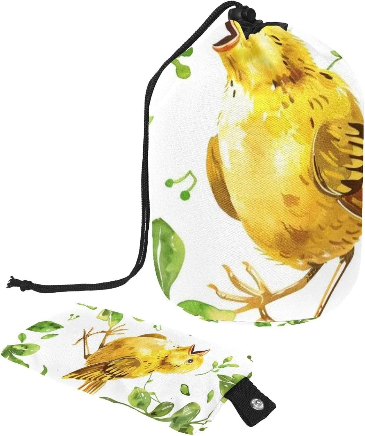 Travel Cosmetic Bags bucket Makeup Bag, Singing Chick Print Women Portable Foldable Cases, Multifunctional Toiletry Bucket Bags Round Organizer Storage
