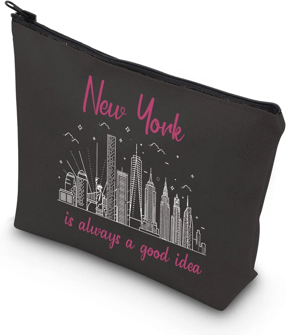 TSOTMO New York Bachelorette Party Favor - New York Vacation Zipper Pouch Makeup Bag (BLK-NY)
