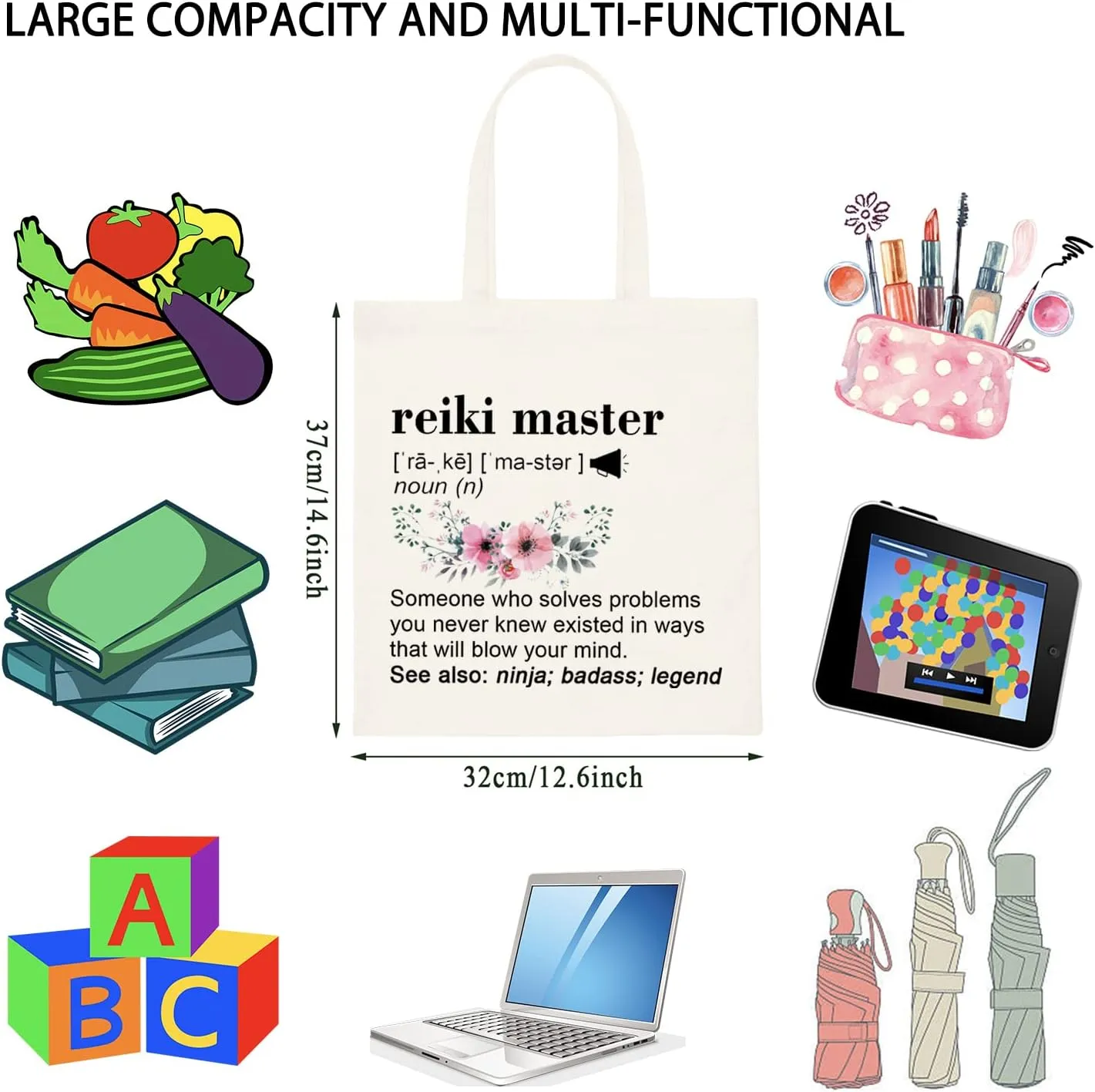 TSOTMO Reiki Master Gift Reiki Healing Teacher Appreciation Gift Zipper Pouch Makeup Bag (reiki master tote)