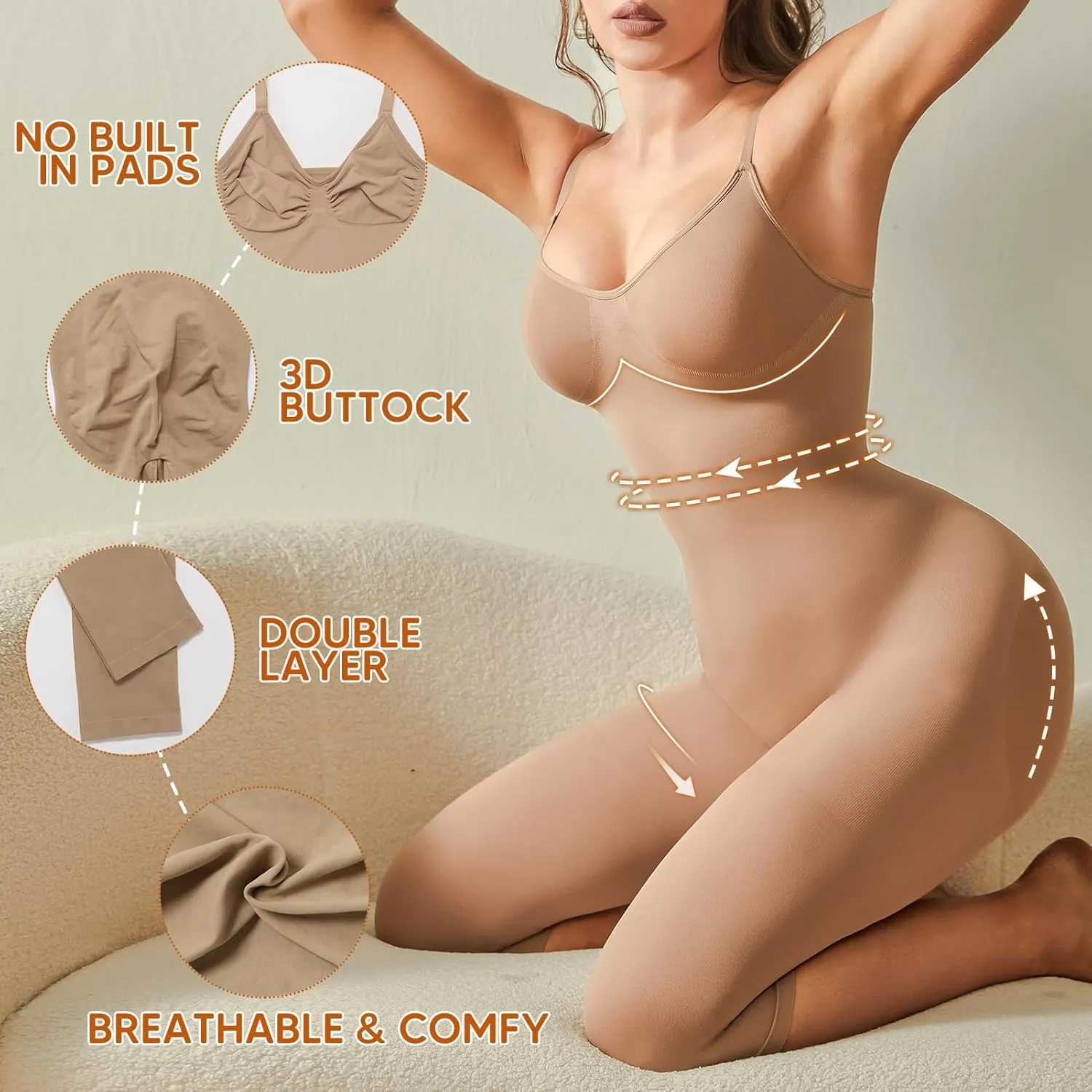 Tummy Control Bodysuits Full Body Suit Shapewear One Piece Capri Jumpsuits for Women