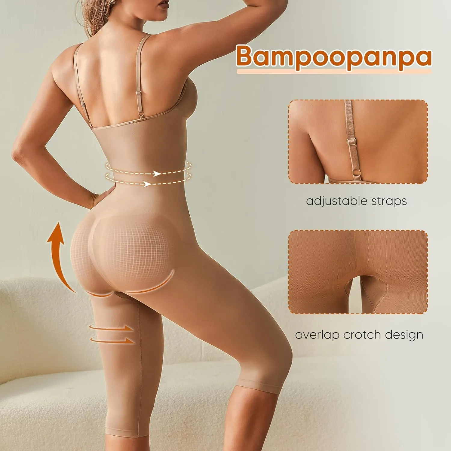 Tummy Control Bodysuits Full Body Suit Shapewear One Piece Capri Jumpsuits for Women