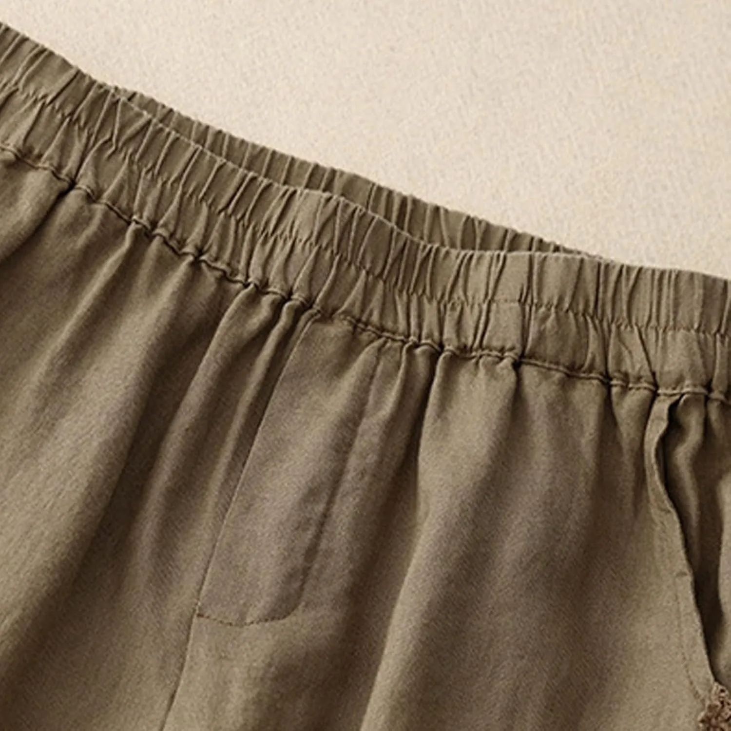 TUNUSKAT Womens Linen Wide Leg Capris Summer Lounge Beach Cotton Capri Pants High Waist Flowy Crop Trousers Vacation Outfits