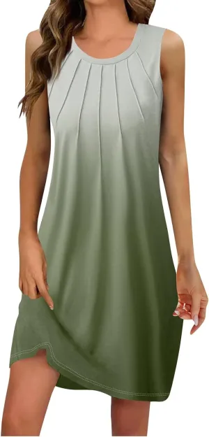 TWGONE Womens Summer Dresses Beach Boho Tank Loose Dress Spoon Neck Sleeveless Sundresses