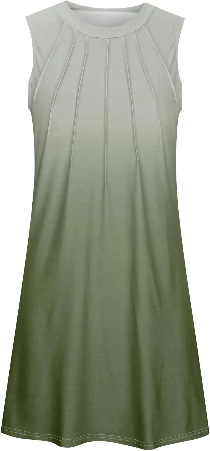 TWGONE Womens Summer Dresses Beach Boho Tank Loose Dress Spoon Neck Sleeveless Sundresses