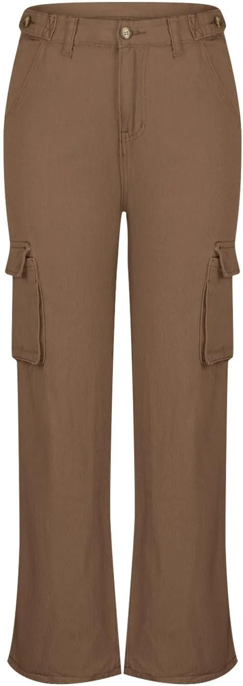 Uillui Western Cowboy Jeans for Women Straight Bootcut Cargo Pants High Waist Button Loose Denim Trouser Casual Bootleg Pant