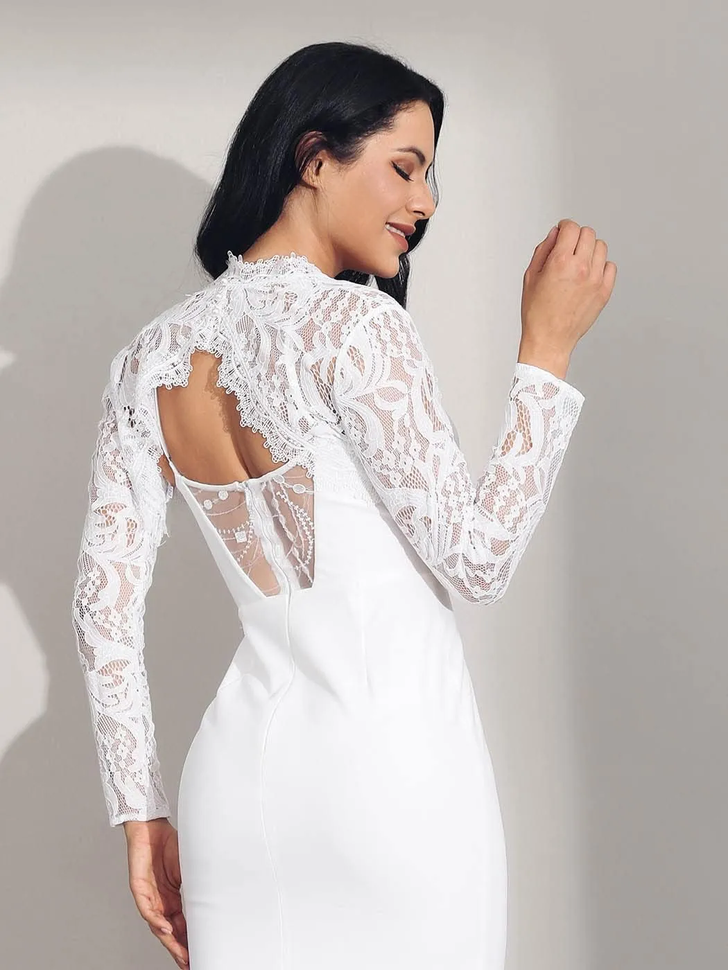 Unicra Wedding Bride Lace Shrugs for Women Lace Bolero Jackets for Evening Dresses Long Sleeves Bolero Shrugs Top for Dresses