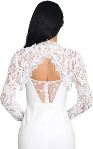 Unicra Wedding Bride Lace Shrugs for Women Lace Bolero Jackets for Evening Dresses Long Sleeves Bolero Shrugs Top for Dresses