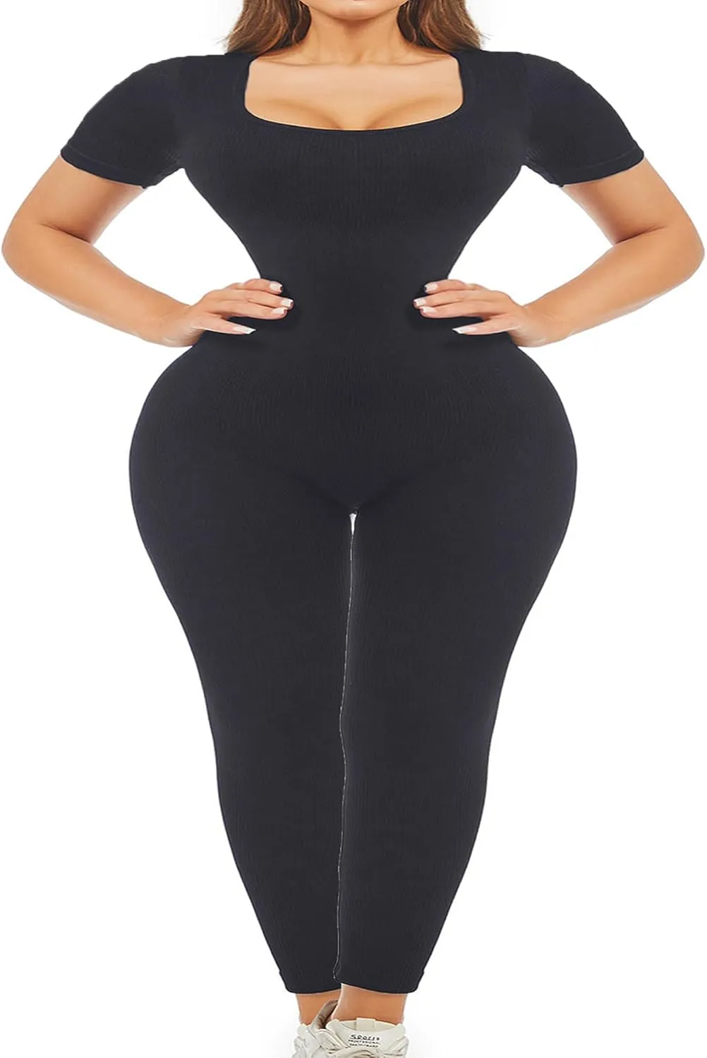 Unitard Jumpsuits for Women Tummy Control Long Bodysuits for Women Full Length Yoga Body Suit One Piece Short Sleeve