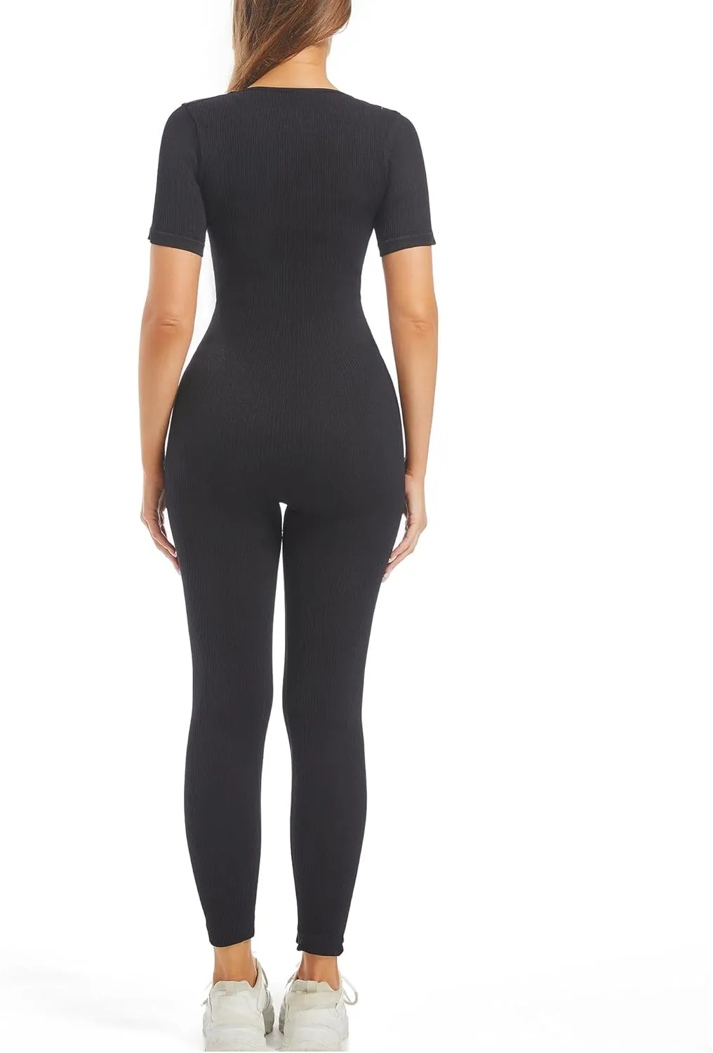 Unitard Jumpsuits for Women Tummy Control Long Bodysuits for Women Full Length Yoga Body Suit One Piece Short Sleeve