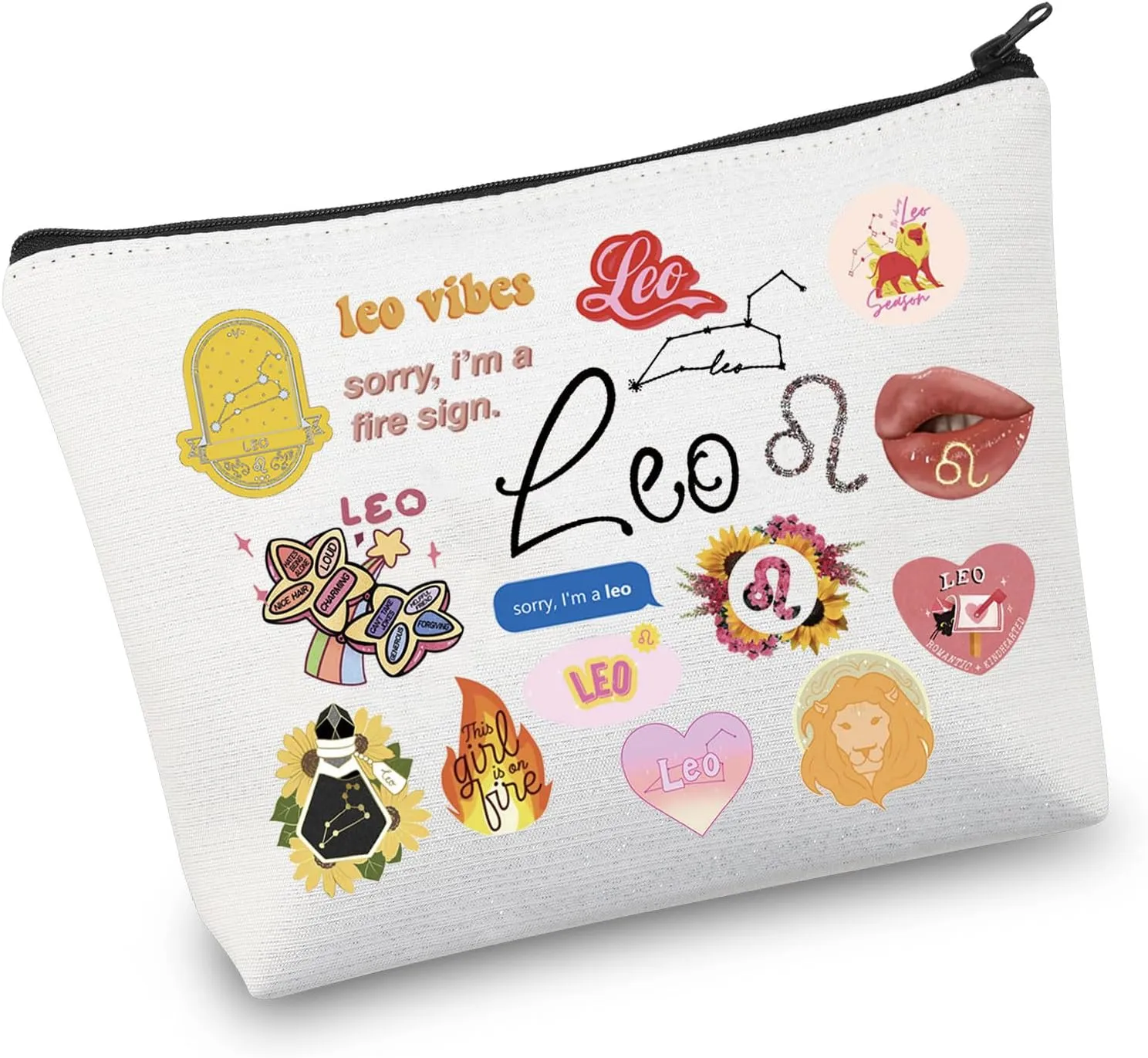 VAMSII 12 Constellation Birthday Gift for Astrology Lover Zodiac Symbol Sign Cosmetic Bag Horoscope Astrology Gift for Her (LeoBag)