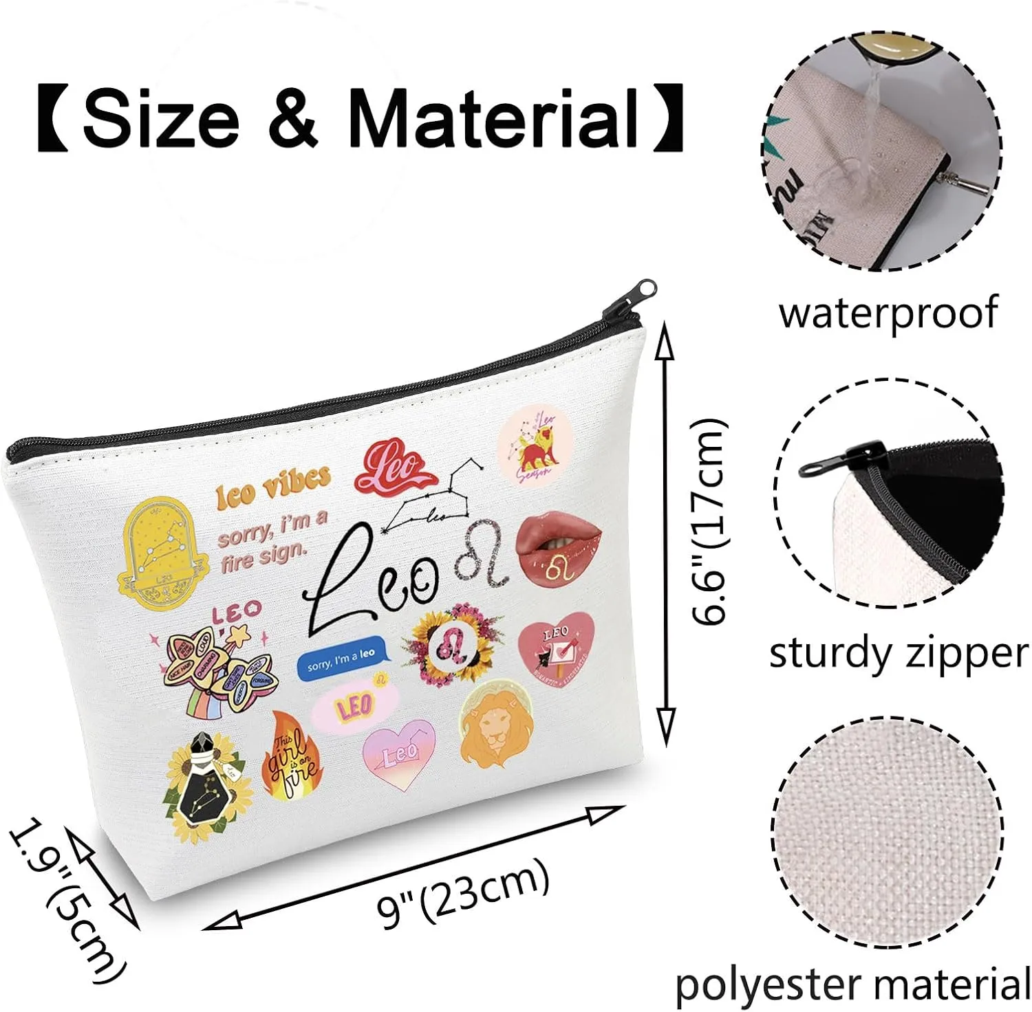VAMSII 12 Constellation Birthday Gift for Astrology Lover Zodiac Symbol Sign Cosmetic Bag Horoscope Astrology Gift for Her (LeoBag)