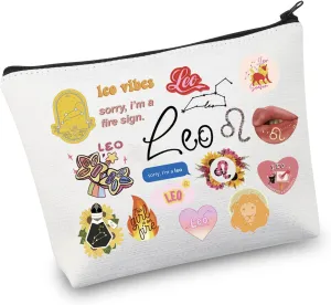 VAMSII 12 Constellation Birthday Gift for Astrology Lover Zodiac Symbol Sign Cosmetic Bag Horoscope Astrology Gift for Her (LeoBag)