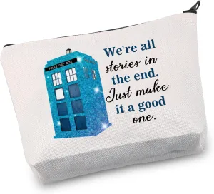 VAMSII Dr Who Makeup Bag Who TV Show Inspired Gifts Policeman Box Fans Gifts Dr Who Merchandise (stories bag)
