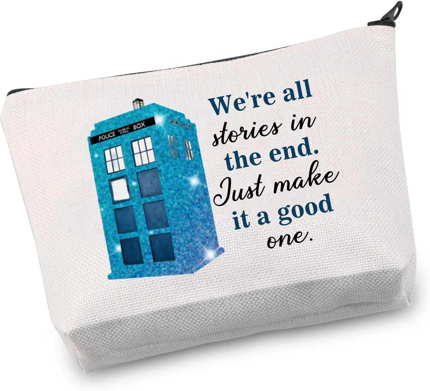VAMSII Dr Who Makeup Bag Who TV Show Inspired Gifts Policeman Box Fans Gifts Dr Who Merchandise (stories bag)