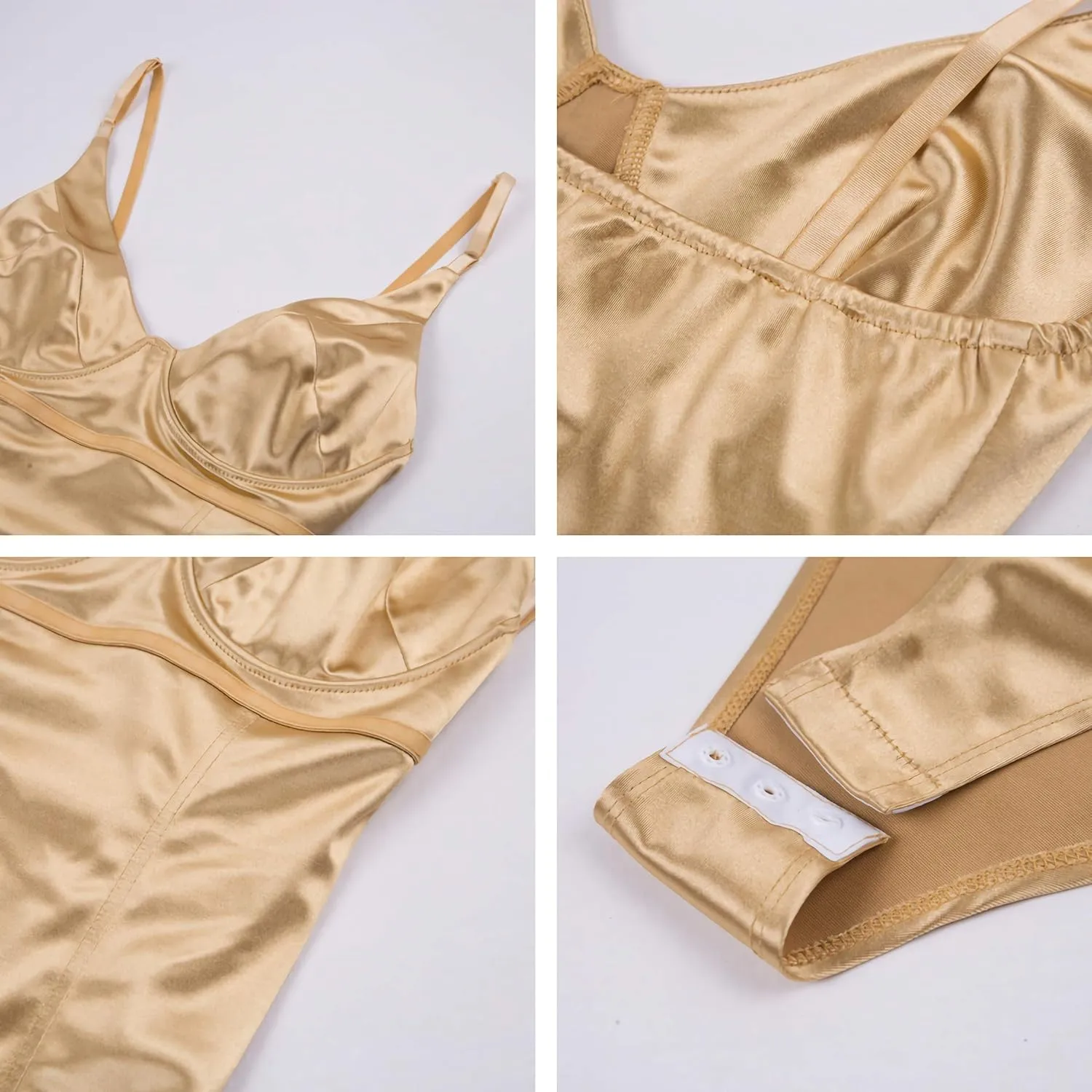 Velius Women's Sexy Metallic Shiny Bodysuit Tank Tops for Night Club Going Out