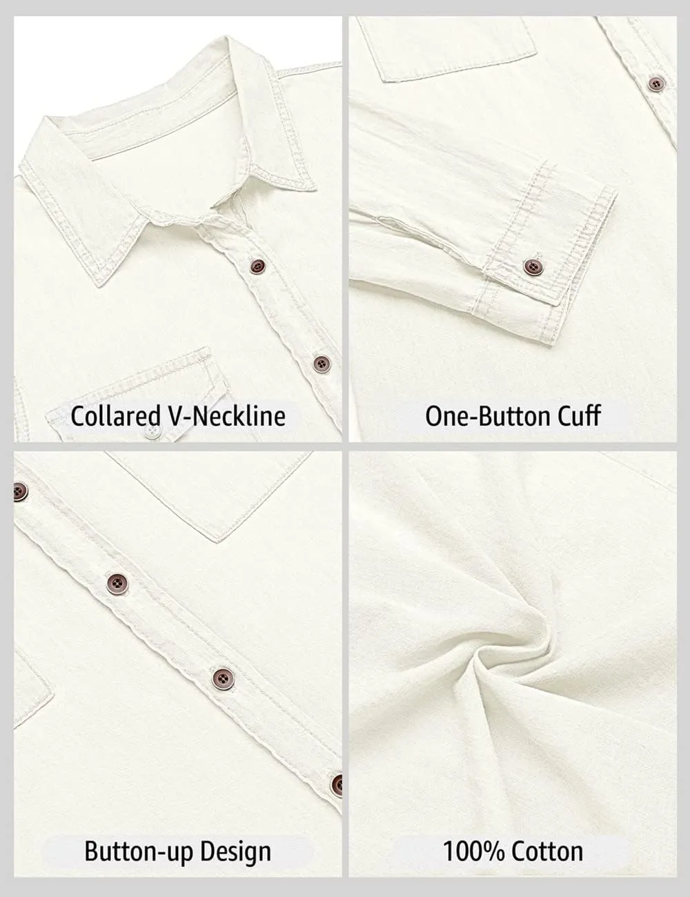 Vetinee Women's Button Down Denim Shirt Collared Casual Long Sleeve Pocket Tops