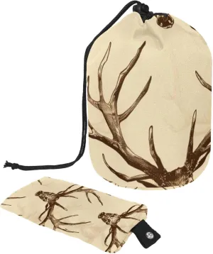 Vintage Elk Antler Travel Cosmetic Bags Makeup Bag for Women, Foldable Drawstring Travel Cosmetic Bags, Portable Toiletry Bucket Bag