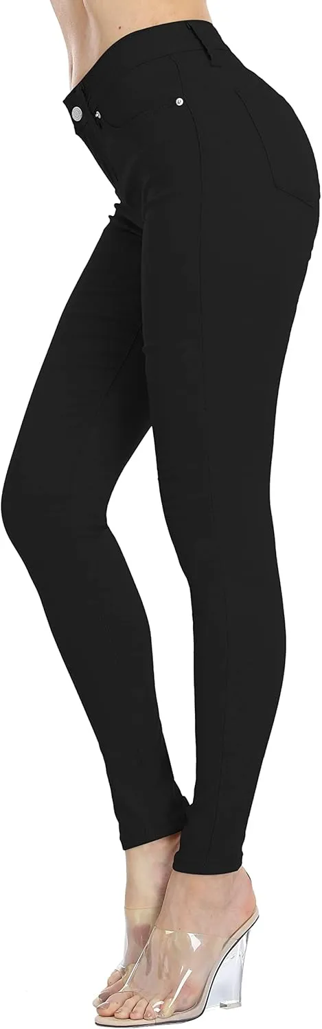 WAYRUNZ Womens Hyper Ultra Stretch Comfy Pants Colored Mid-Rise Skinny Jean Juniors Jegging