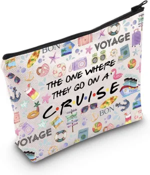 WCGXKO Cruise Trip Gift The One Where They Go On A Cruise Zipper Pouch Makeup Bag (B-Go On Cruise)