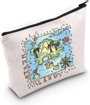 WCGXKO Fairy Cartoon Fans Gift Movie Merchandise Peter Movie Map Zipper Pouch Makeup Bag (land)